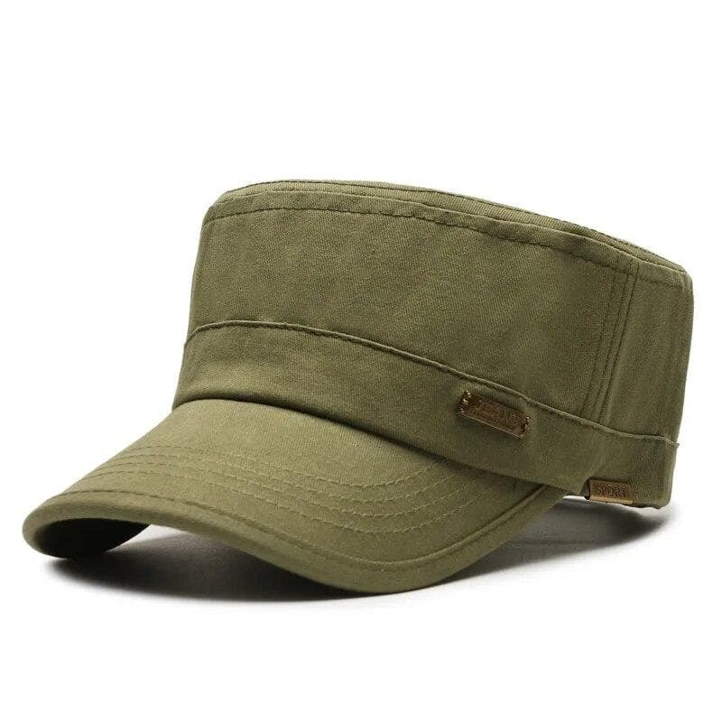 Flat Hat Men's Fishing Shade Breathable Baseball Cap Spring And Autumn Cotton Single Hat Outdoor Casual All-In-One Cap Adjustable army green