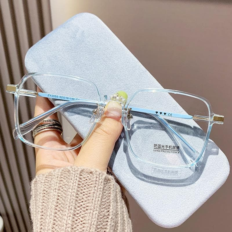 Oversized Reading Glasses Trendy Anti Blue Light Far-sighted Eyewear Women High-definition Optical Eyeglasses +2.5 blue