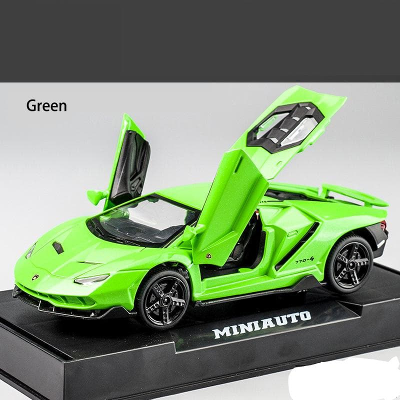 1:32 Lamborghini LP770 Car Model Toy, with Sound and Light Pull Back Car Zinc Alloy Toys for Kids Boy Girl Gift 15.4*6.7*4cm green
