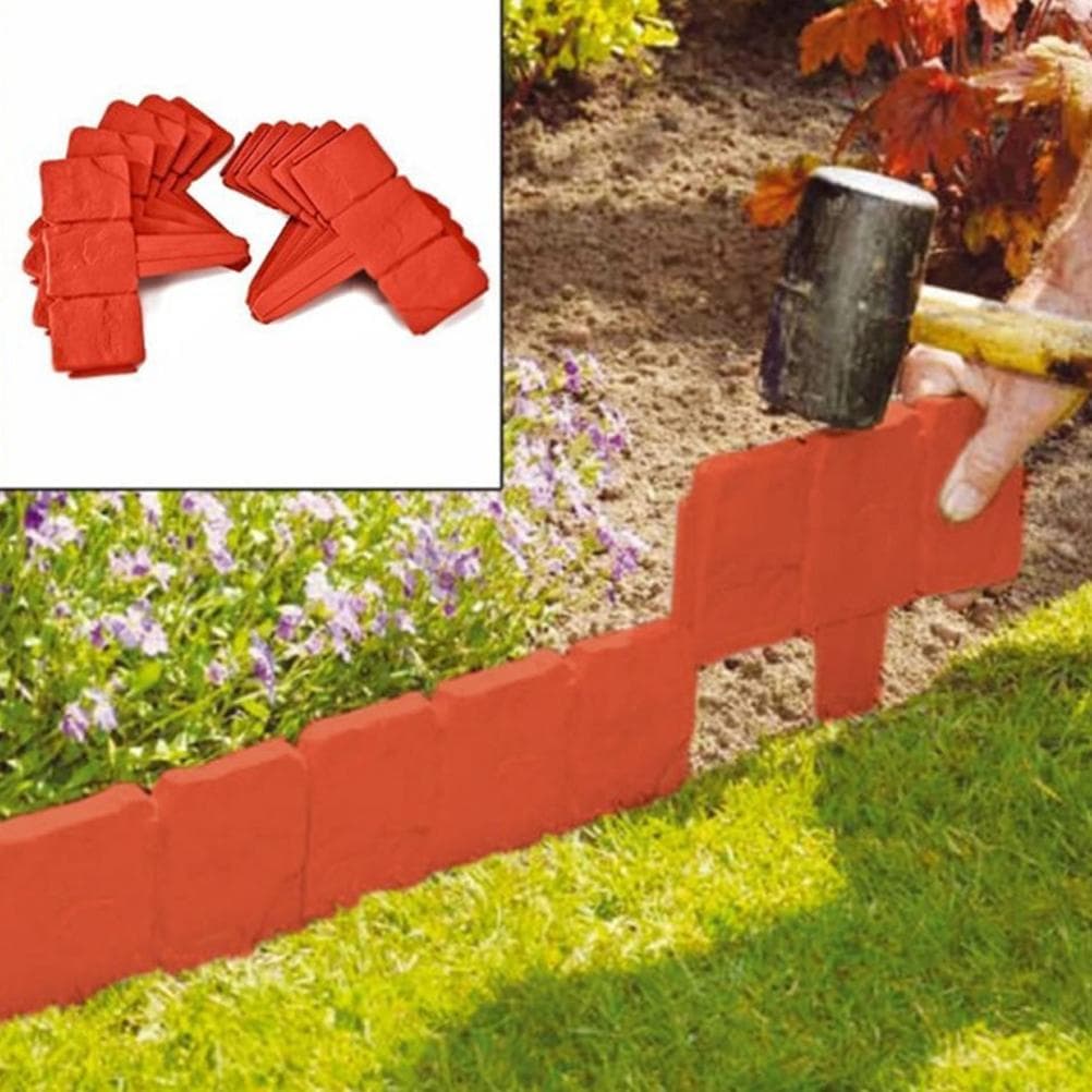 10pcs Landscape Edging Border Plastic Garden Fence Lawn Decorative Border orange