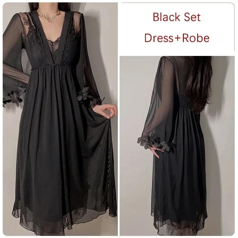 Robe Set Women's Patchwork Lace Slip Dress with Bra Slim Fit Sexy Women's Pajamas XL