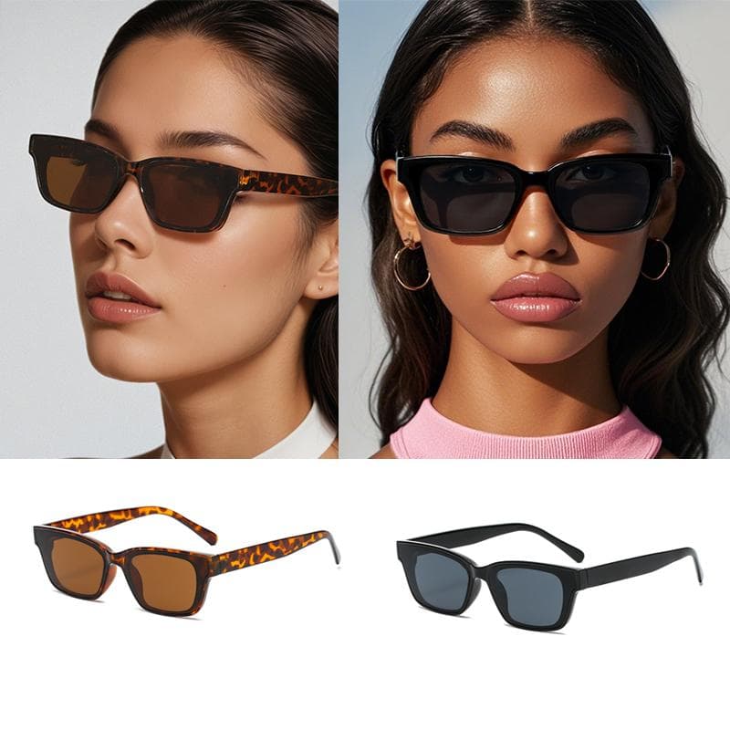 1 2pcs Luxury Small Rectangle Sunglasses Women Men Vintage Cat Eye Sun Glasses UV400 Protection Fashion Outdoor Oculos
