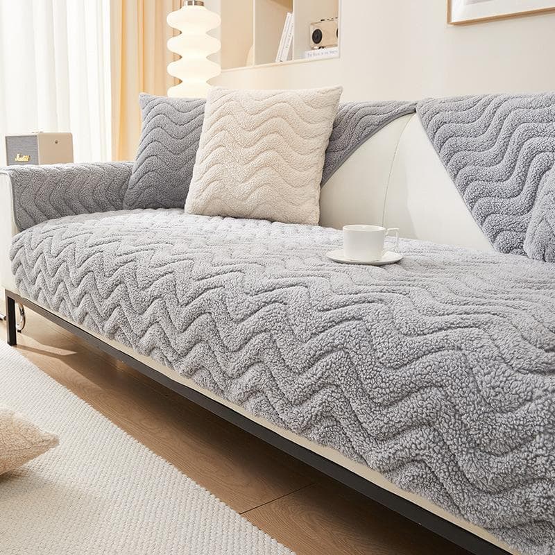 Thicken Sofa Cushion Lamb Fleece Wave Sofa Cover Warm Non-Slip Universal Couch Slipcovers for Living Room Sofas Cushion Decor 70x70cm 1pcs