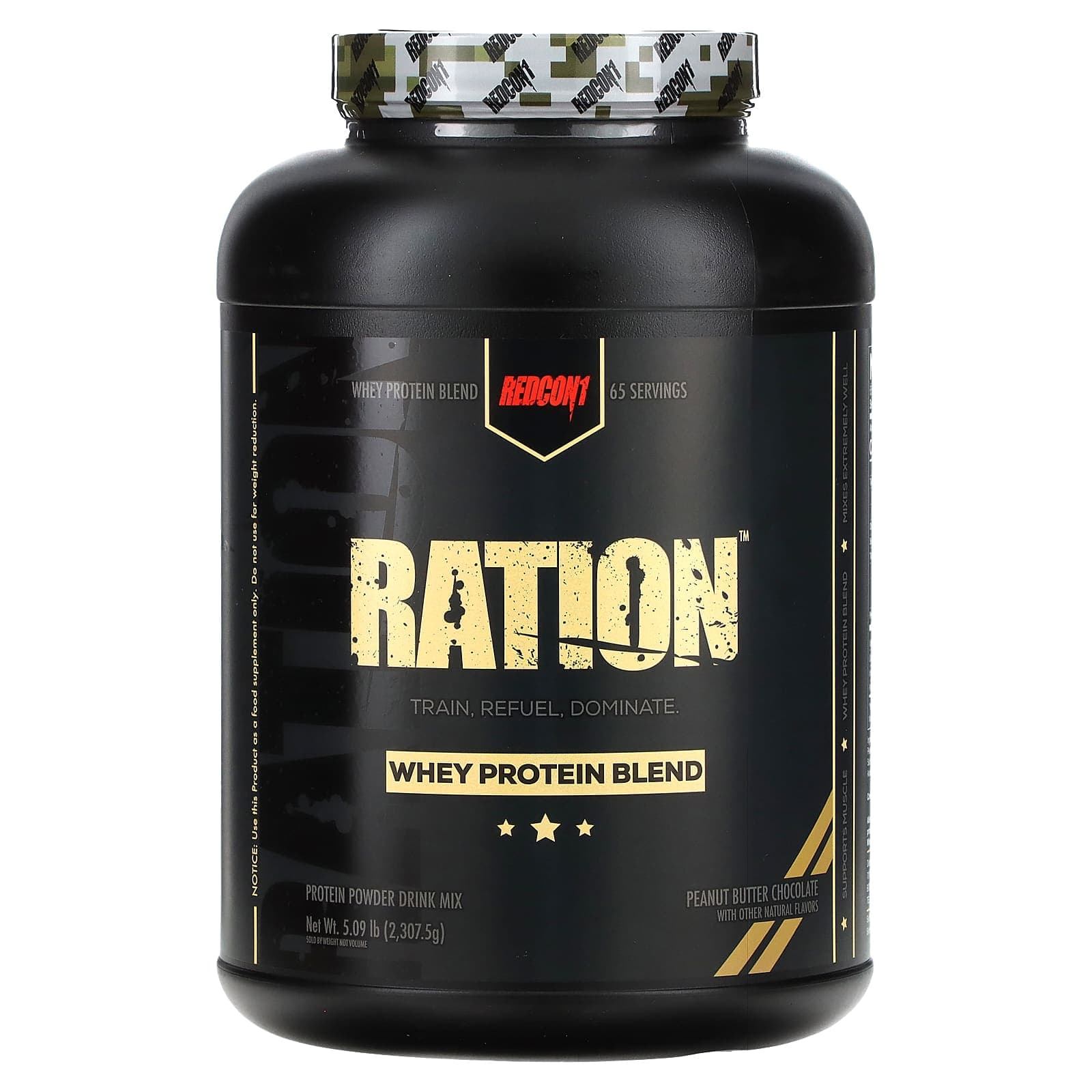 Redcon1, Ration, Whey Protein Blend, Peanut Butter and Chocolate Flavor, 5.09 lbs (2,307.5 g)