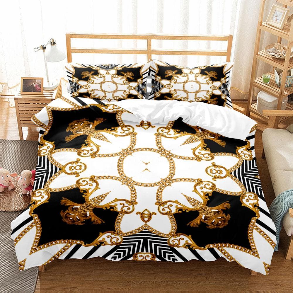Seamless Chains Baroque Pattern  Bohemian Bedding Set Small Single Twin Double Queen King Cal King Size Bed Linen Set 150x200cm 3pcs