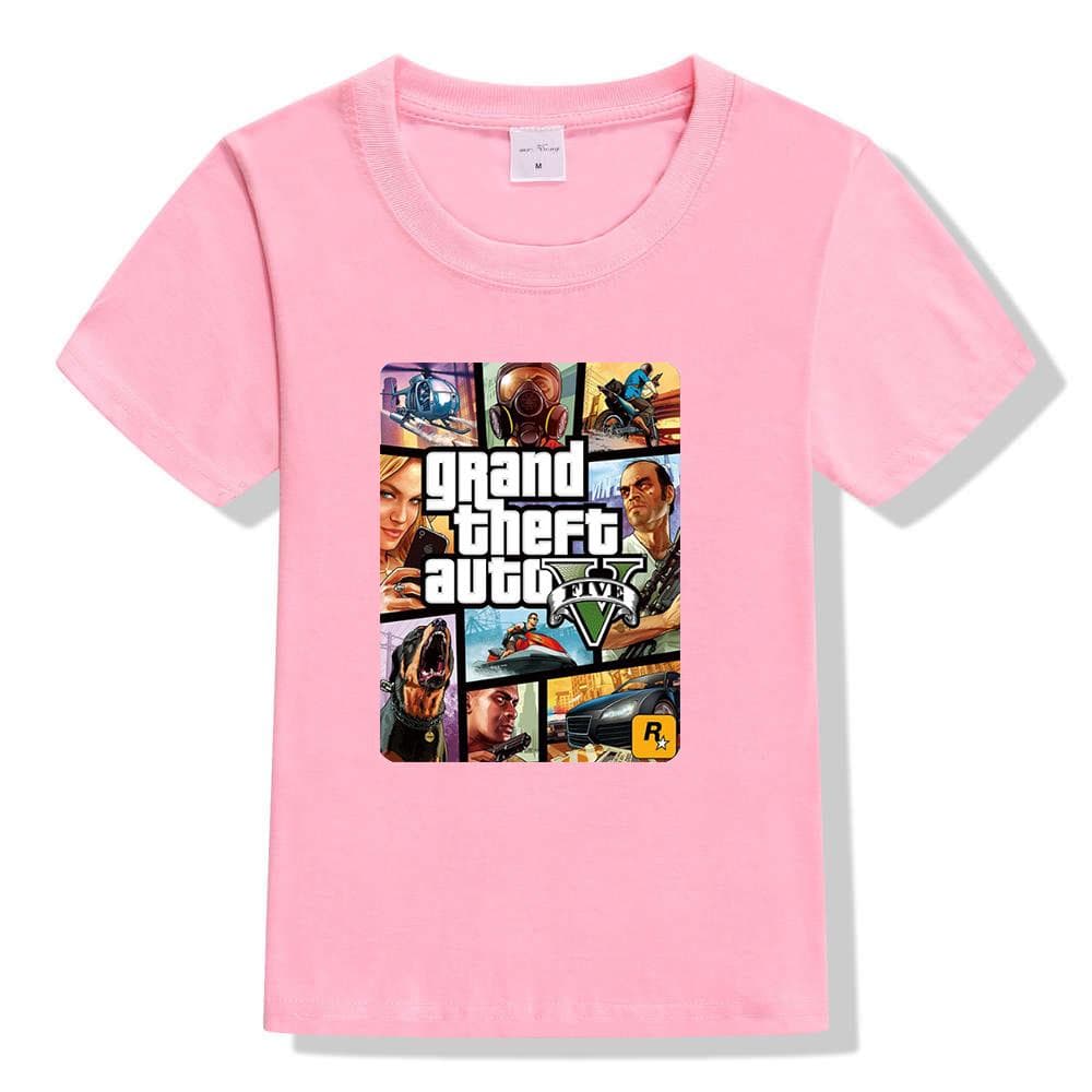 Summer Kids Boys Girls T Shirt 1 gta T-Shirt gta Street Fight Long with gta 5 clothes 2 pink