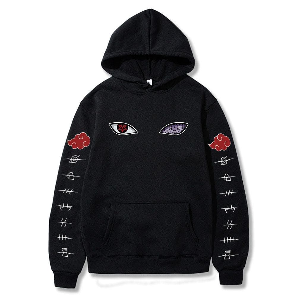 Naruto Cosplay Hoodie Harajuku Sweatshirts Men Cotton Hoodies M black