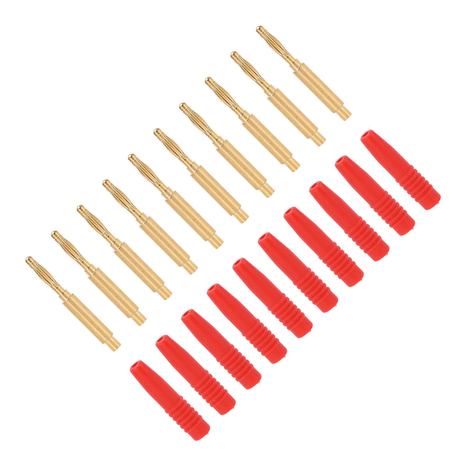 10pcs Banana Plugs Gold Plated 2mm Male Connector Insulated Metal Plugs with Housing for Testing