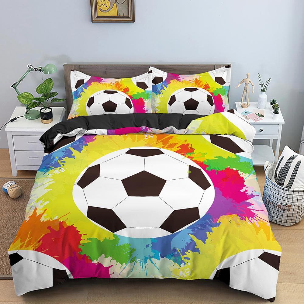 3D Football Duvet Cover Double Queen Full Bedding Set 2/3pcs Quilt Cover With Zipper Closure King Size Polyester Comforter Cover EU single(135x200cm)