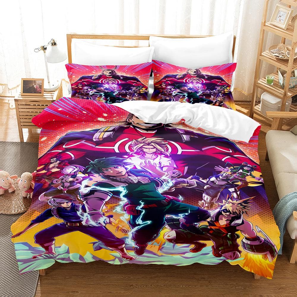 New My Hero Academia Bedding Set Japan Anime Soft Bedclothes Single Double Queen Twin Full Size Duvet Cover Teens Boys Bed Linen US Twin172x218cm