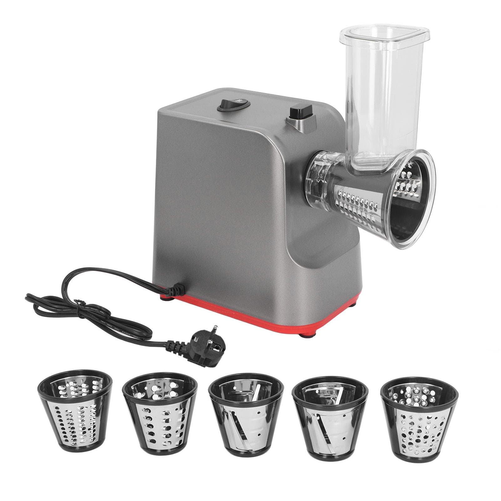 5 in 1 Electric Cheese Grater 250W 1 Button Control Kitchen Shredder Salad Maker for Cheese Potato L