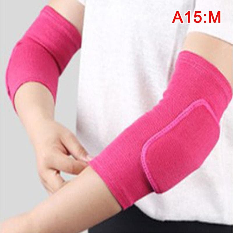 2Pcs Elastic Elbow Pads Thickened Sponge Elbow Knee Protectors Guard Basketball M rose red