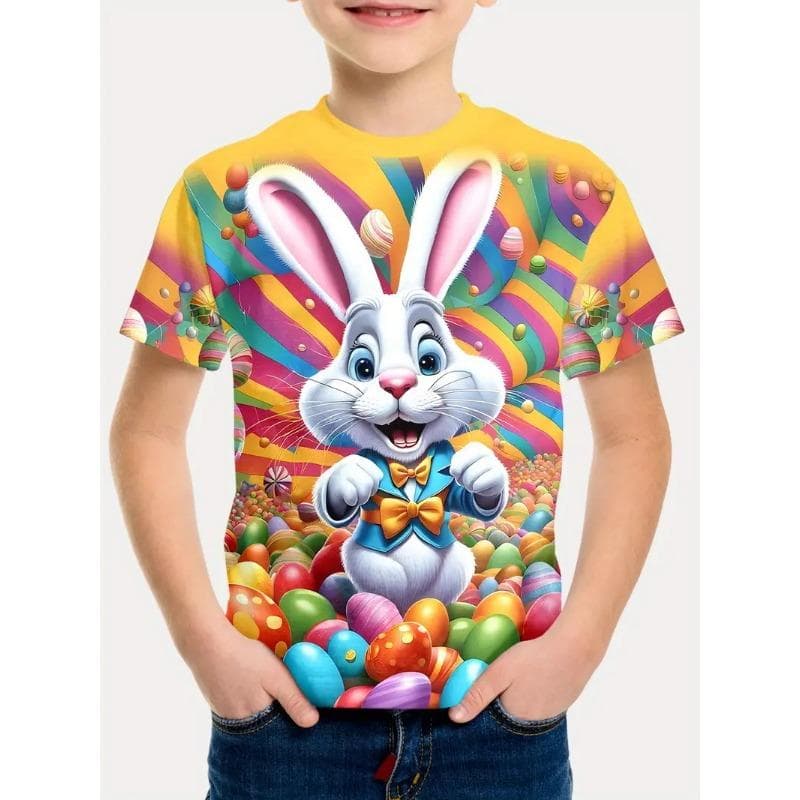 Men's Easter Bunny Tshirt Tops 3D Print Cute Rabbit With Eggs T Shirt For Men New In Round Neck Short Sleeve Tee Shirts 6XL