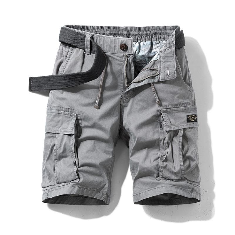 Mens Summer Cotton Army Tactical Cargo Shorts Fashion Khaki Multi-pocket Casual Short Pants Loose Military Shorts Men 36 light grey