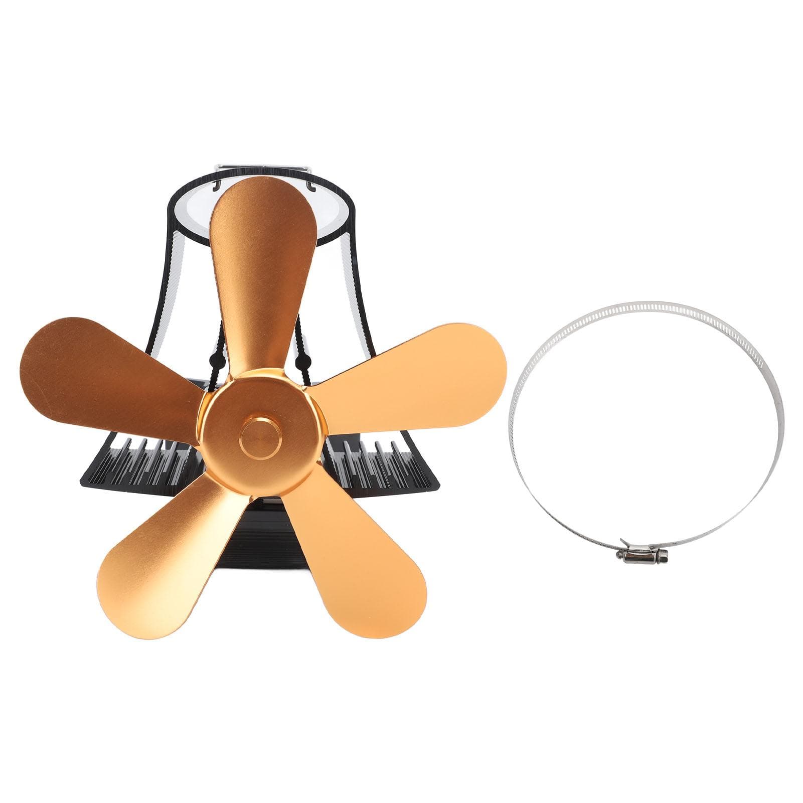 Magnetic Wall Mounted Fireplace Fan Silent Operation 5 Blade Heat Powered Wood Stove Fan Log Wood gold
