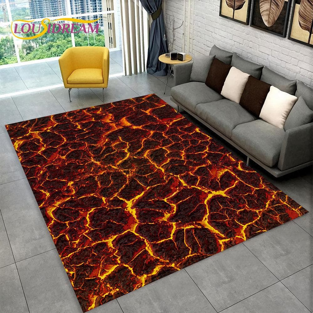 3D Volcano Lava Magma Area Rug Large,Carpet Rug for Living Room Bedroom Sofa Doormat Decoration,Kid Play Non-slip Floor Mat Gift 40x60cm(15x23in)