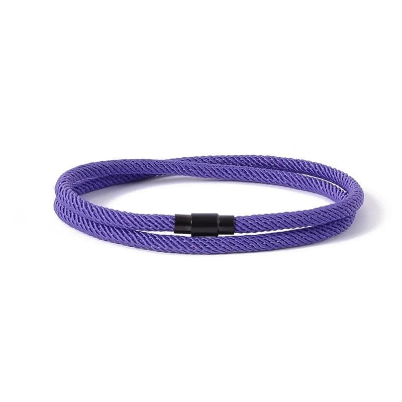 Fashion Magnetic Clasp Double Layer Rope Chain Bracelets For Men Women Matching Stackable Simple String Bracelet Lucky Jewelry purple