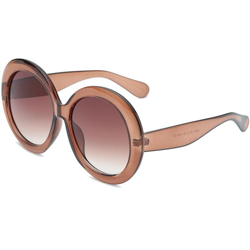 Vintage Big Round Sunglasses Women Brown Gradient Oversized Luxury Designer Mirror Clear Shades Fashion Female