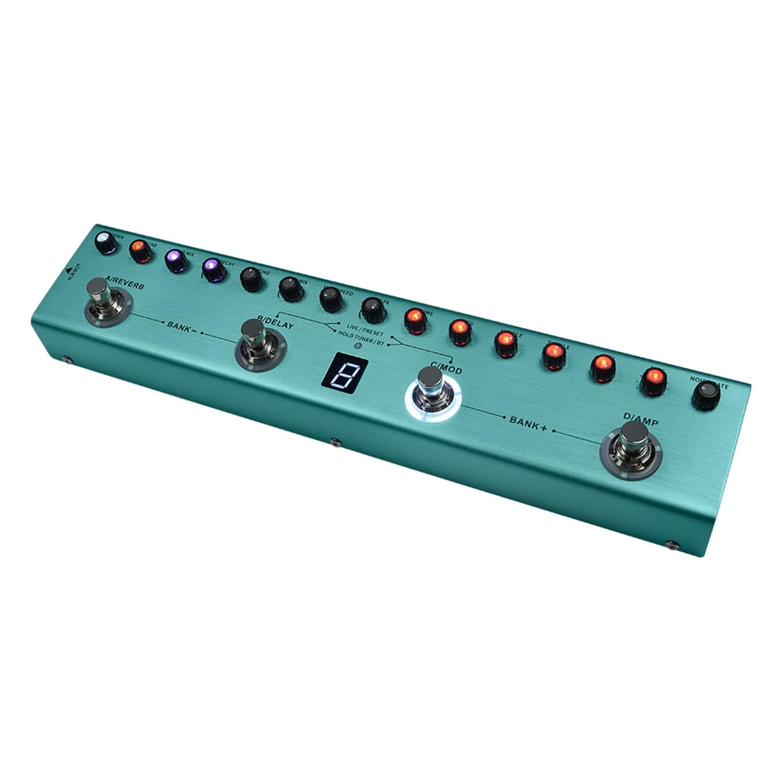 Guitar Multi Effects Pedal 3 Band Equalizers XLR Balanced Output 3 Delays 3 Reverbs Guitar Effects green