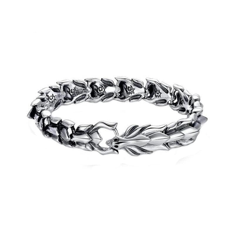 Gold Keel Bracelet Fashion Men Retro Dragon Beast Exaggerated Punk Trend Personality Hip-hop Bracelet Retro Holiday Hand Jewelry Accessories Gift 20 CM