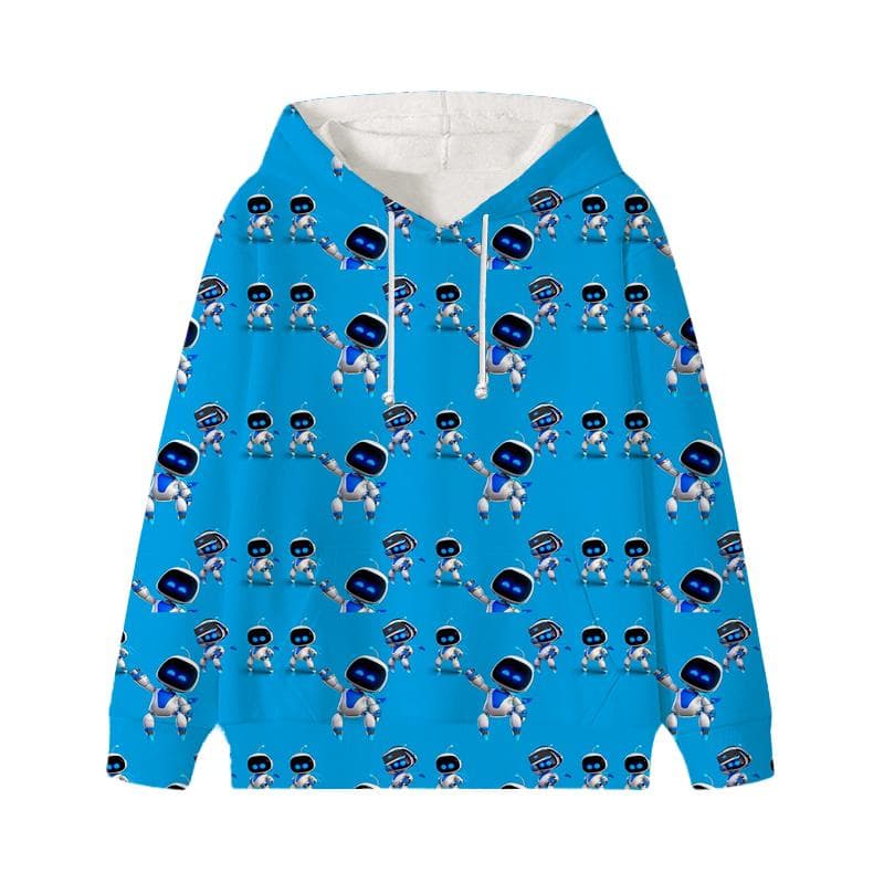 Astro Bot Hoodies Baby Unisex Cartoon Print Long Sleeve Tops Astronaut Toddler Boys Girls Casual Sweatshirts Outfits 160 ash grey