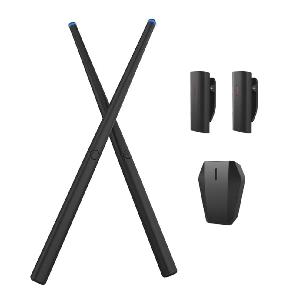 1 Set Somatosensory Virtual Drum Kit Air Drumsticks Musical Instrument for Home Studio Outdoor black
