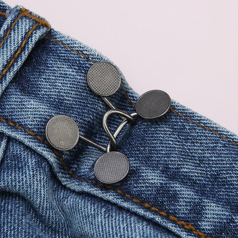 2pcs-Sets Metal Jeans Waist Buckle Adjustable Nail-free Snaps Fastener Button Detachable Waist Tightener Household 2pcs