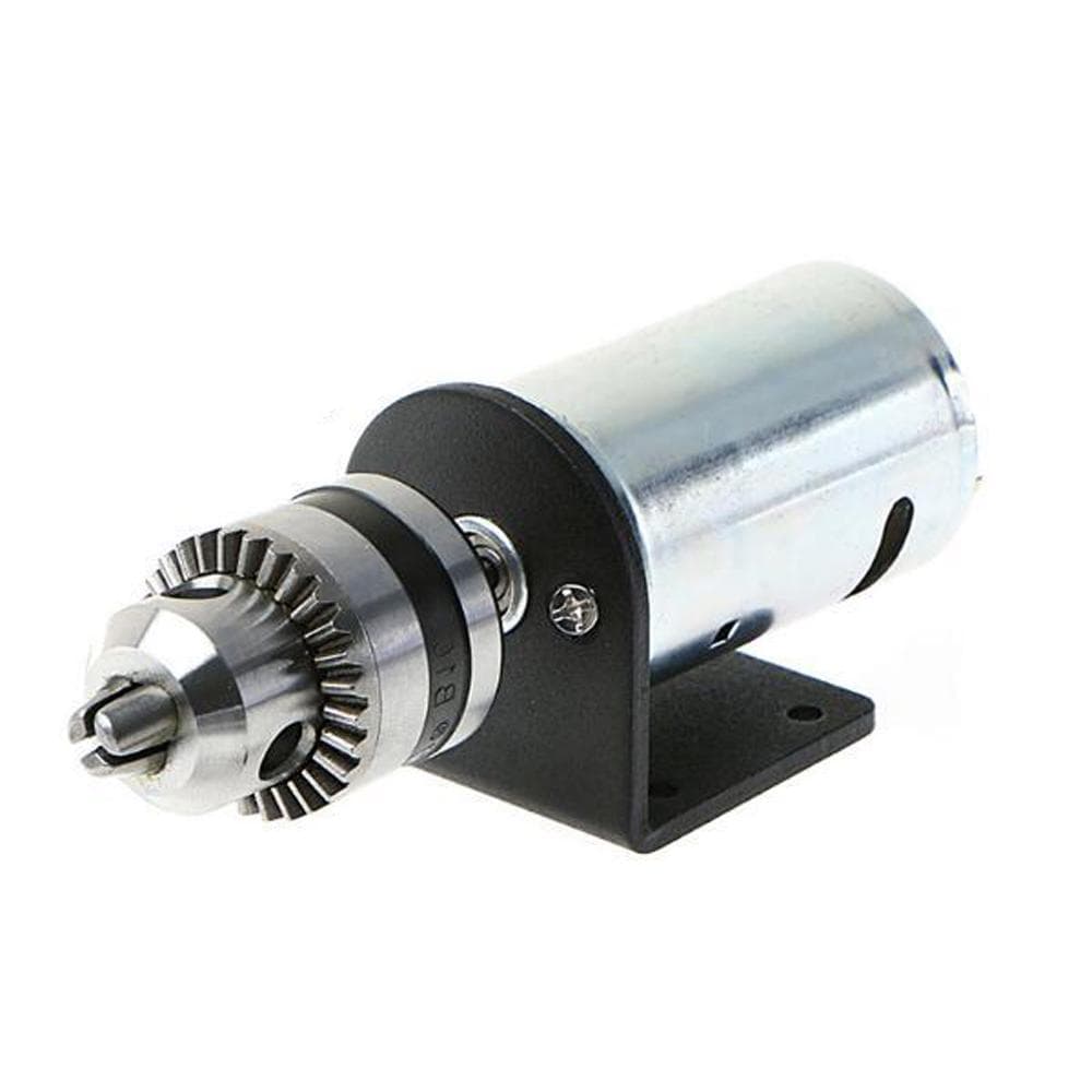 DC 12V-36V Lathe Press 555 Motor with Miniature Hand Drill Chuck and Mounting Bracket DIY Tool Set 1