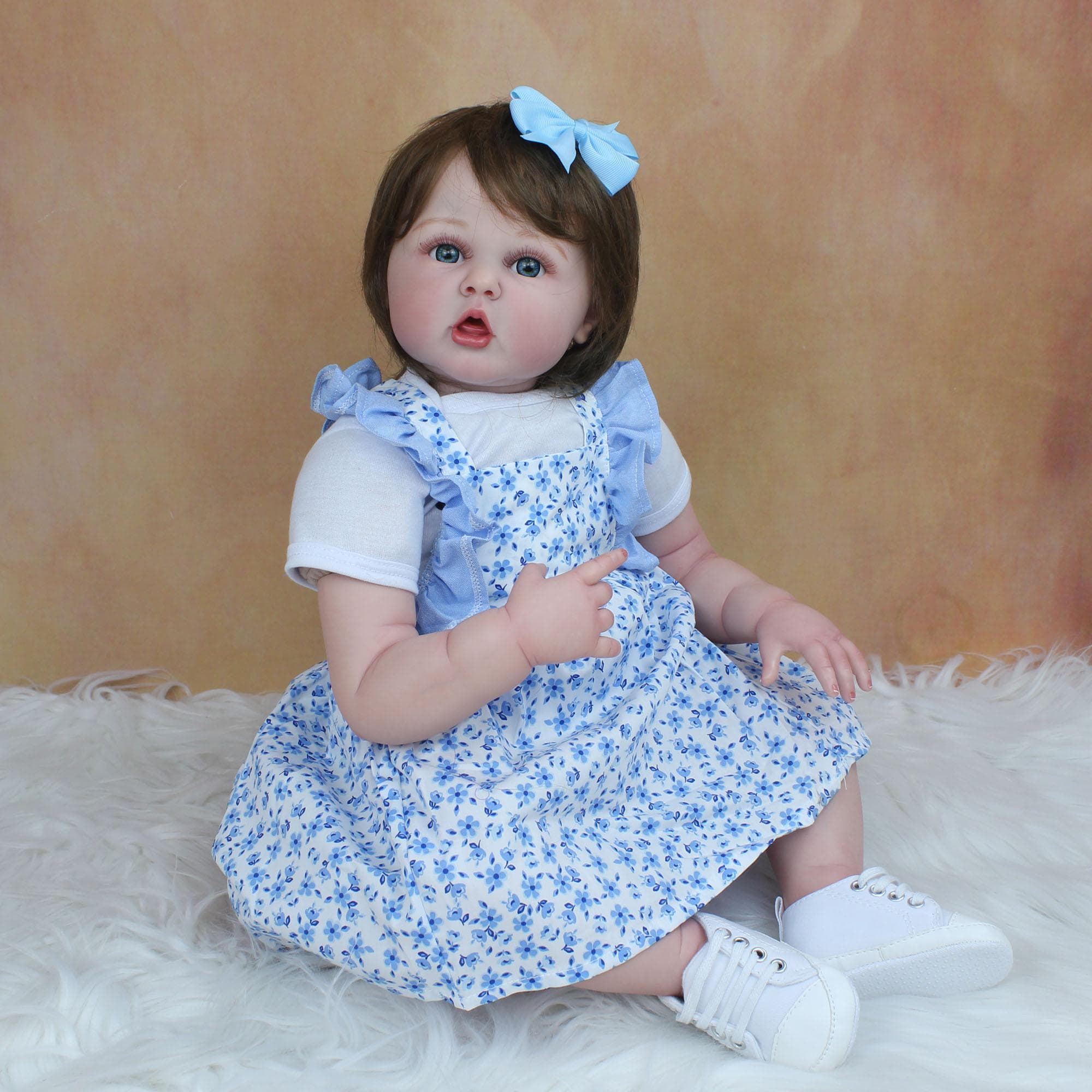 Handmade Reborn Babies with 3D Paint Skin Soft Silicone Limb, 60cm 24inch Lifelike Pricess Toddler Doll Toy For Girl Gift Finished doll