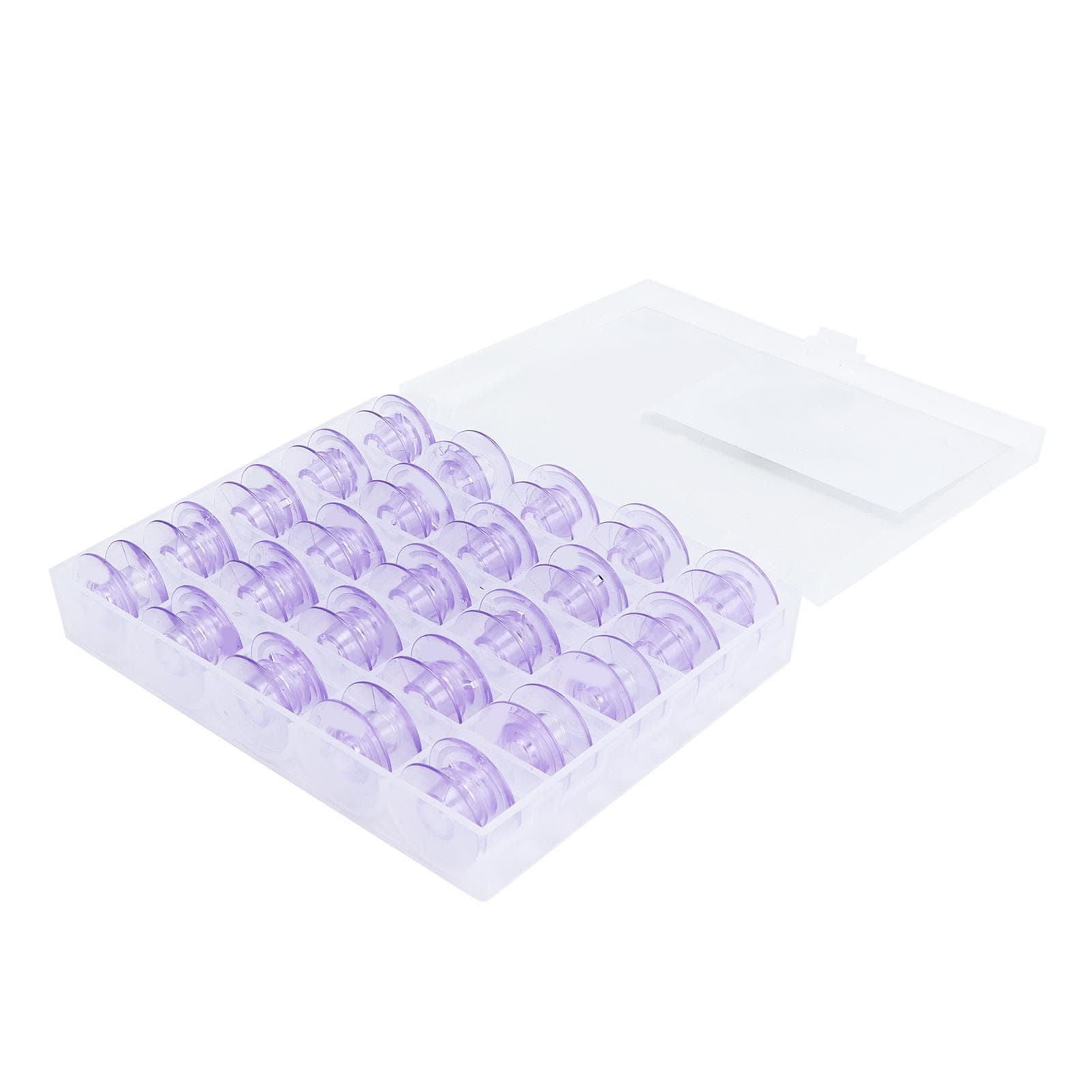 25pcs Sewing Machine Bobbins Multifunctional Plastic Purple Embroidery Bobbin with Storage Box for