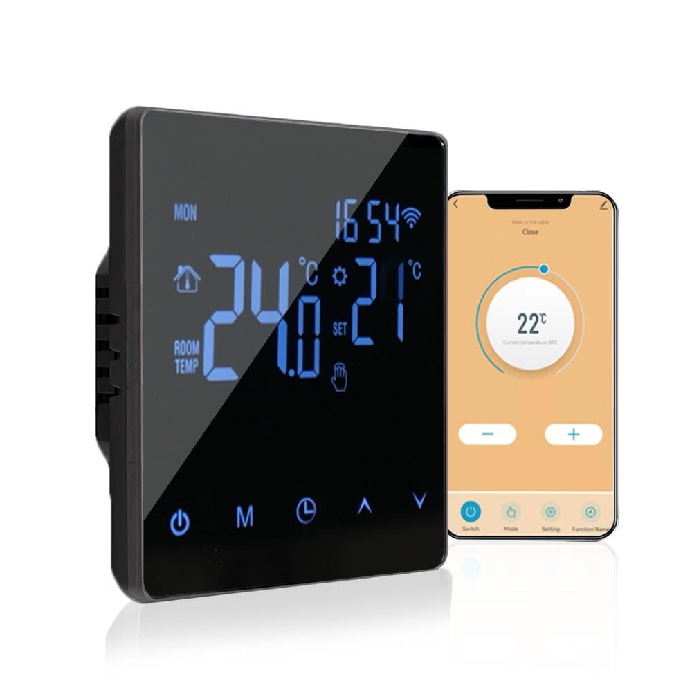 WiFi Smart Thermostat Temperature Controller for 16A Electric Heating LCD Display Touch Screen Week WIFI electric heating black