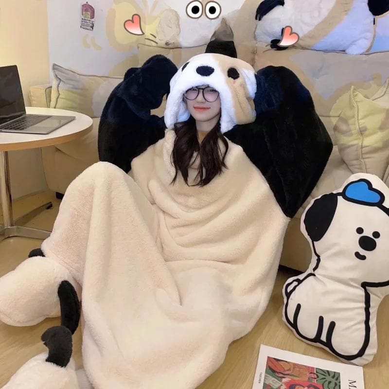 Winter Flannel Nightgown Hooded Warm Pajamas Bathrobe Kawaii Clothes Pajamas Extra Large Thickened Home Wear Korean Style Nightgown M