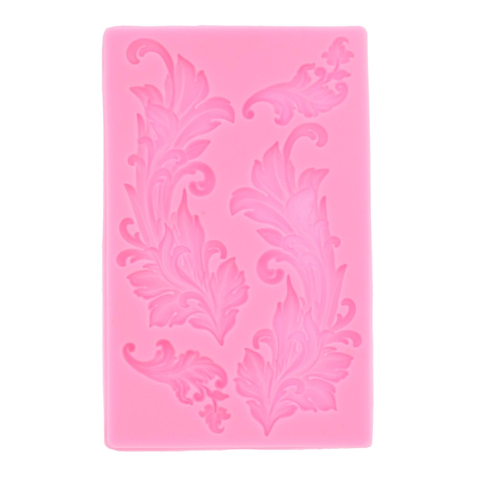Embossed Silicone Mold Tree Leaf Pattern Chocolate Cake Mold for Home Kitchen BakeryPink pink