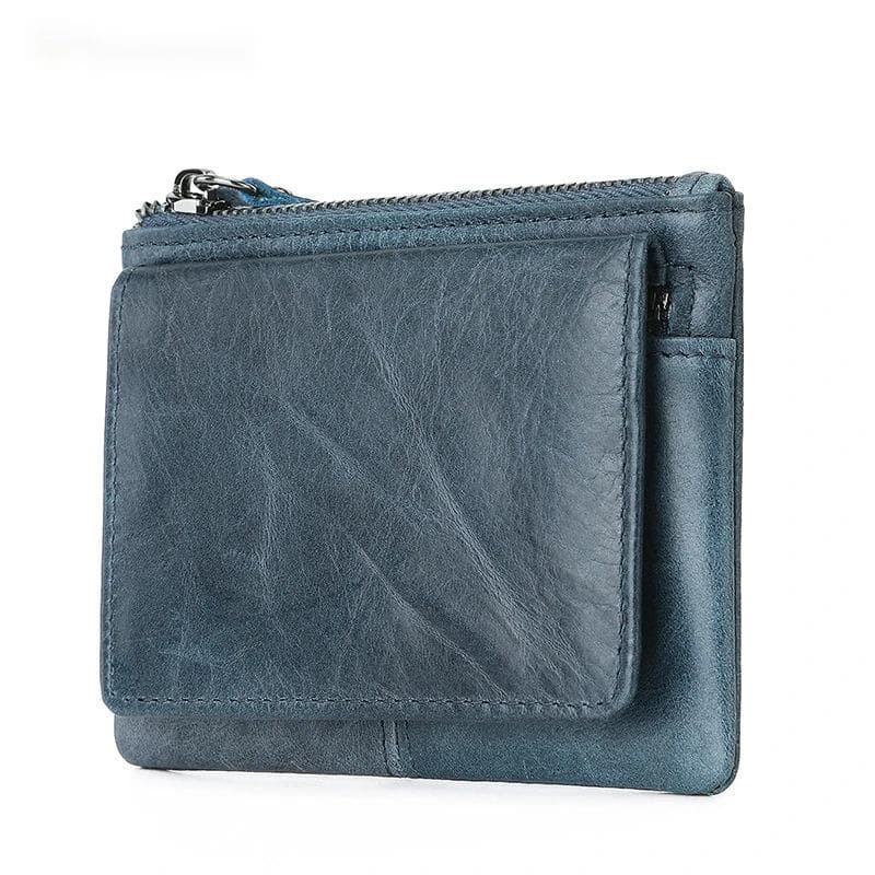 Genuine Leather Coin Purse Retro Coin Pouch Mini Wallet Men's and Women's Change Purses Creative Coin Wallet dark blue