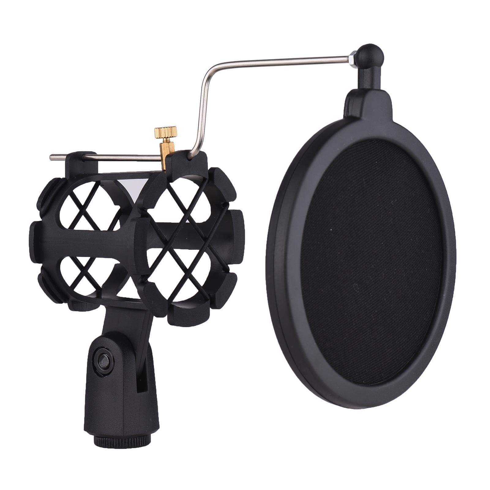 Plastic Microphone Shock Mount Anti-vibration Mic Holder Stand with Pop Filter Universal Screw black