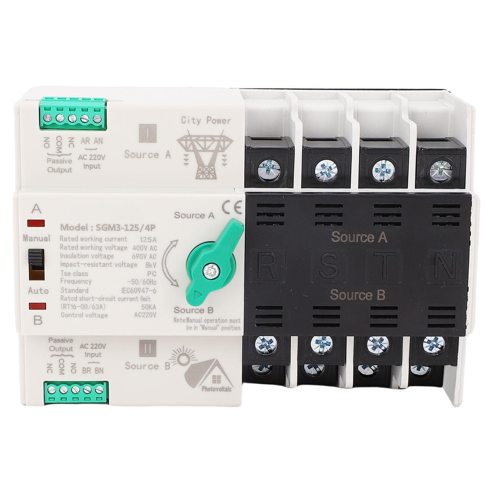 Double Power Automatic Transfer Switch 4P 400V 125A Quick Switching Automatic Transfer Switch ATS
