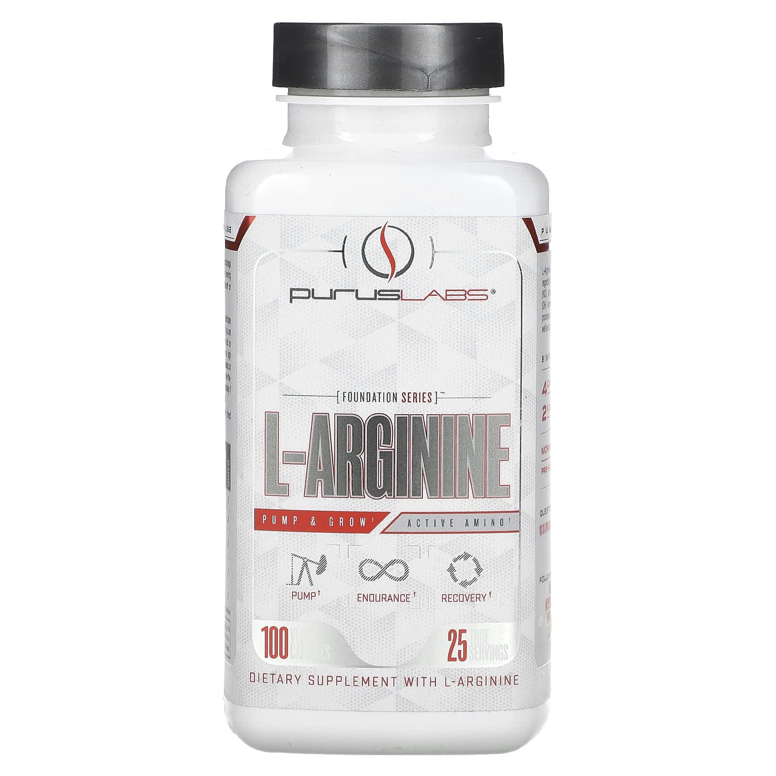 Purus Labs, foundation series, L-arginine, 100 veggie capsules