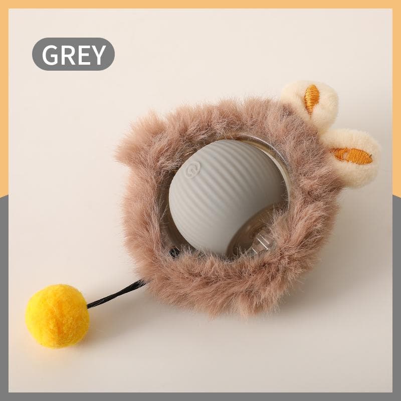 Electric Cat Ball Toys Automatic Rolling Smart Cat Toys Hide and Seek Kitten Toys Pet Cat Dog Toys Rechargeable Smart Pet Interactive Plush Toy grey