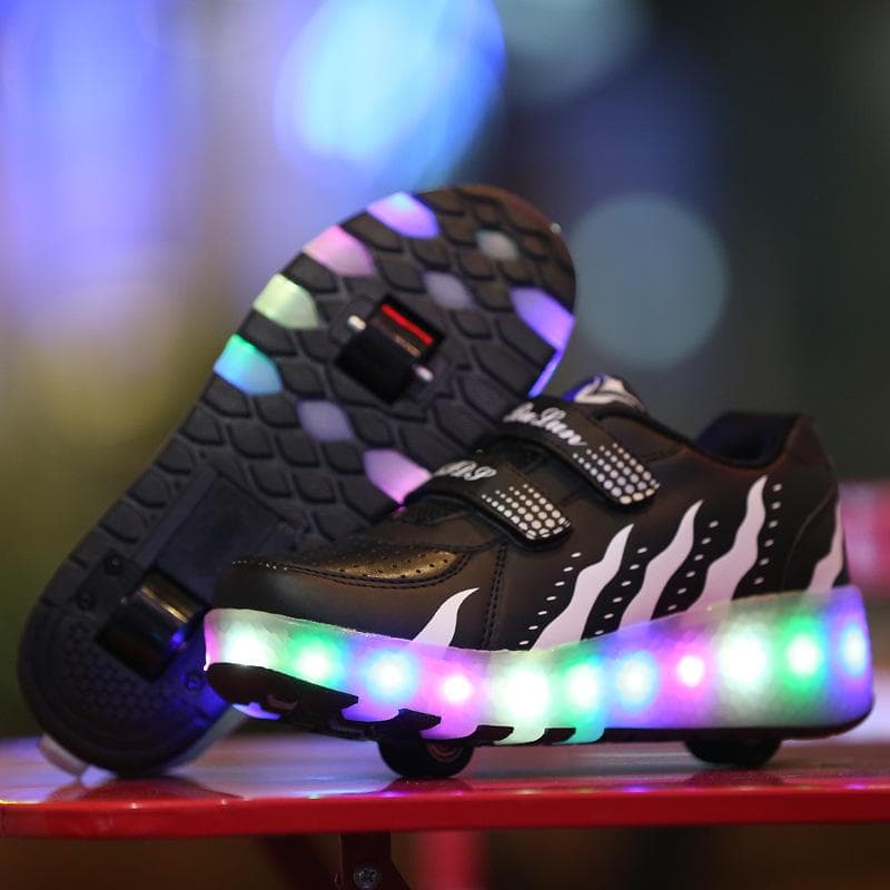 Runaway Shoes Men and Women Children Adult Double Roller Skates LED Light Shoes 32