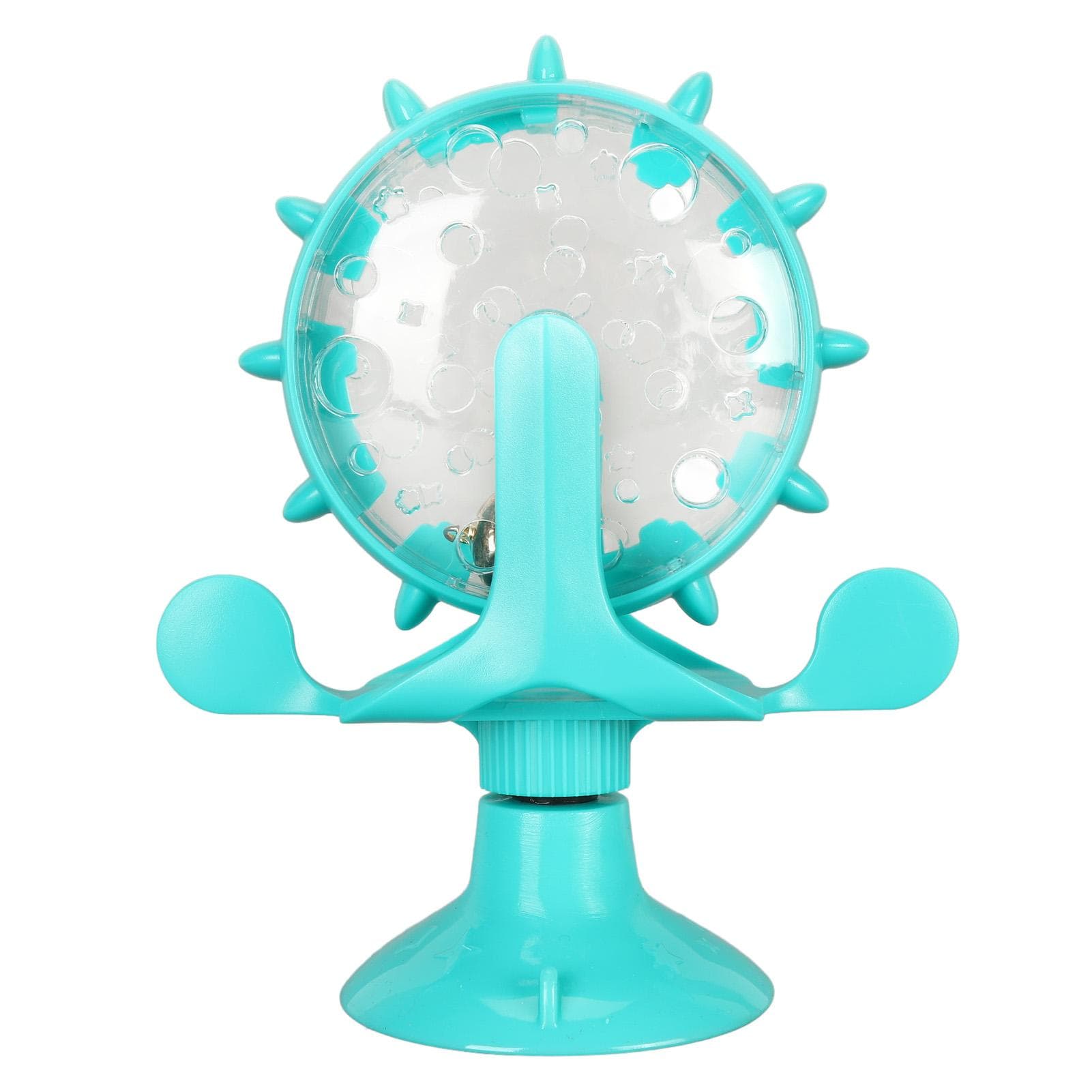 Cat Slow Feeder Round Windmill Shape Pet Slow Food Treat Toy Food Treats Dispenser Toy for Cats and blue