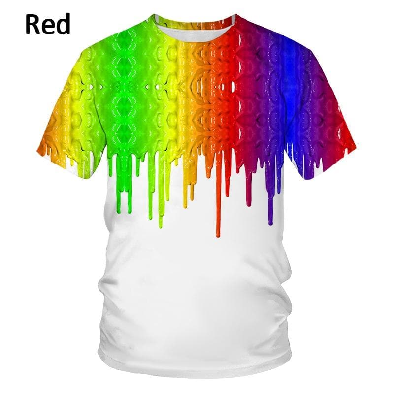 Fashion Color Splash Ink Drop Color 3D Printing T-shirt Suitable for Men Fashion Casual Short-sleeved T-shirt M