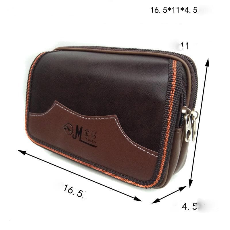 Universal Leather Waist Bag Phone Belt Clip Mobile Phone Case Cover Belt Pouch Purse Outdoor Travel Hiking brown