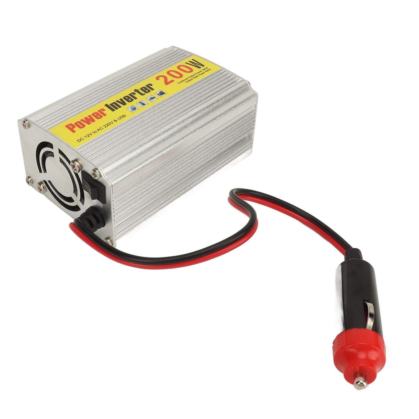 Power Inverter 200W DC 12V to AC 220V Safe Car Power Converter with USB Port for Phone Tablet