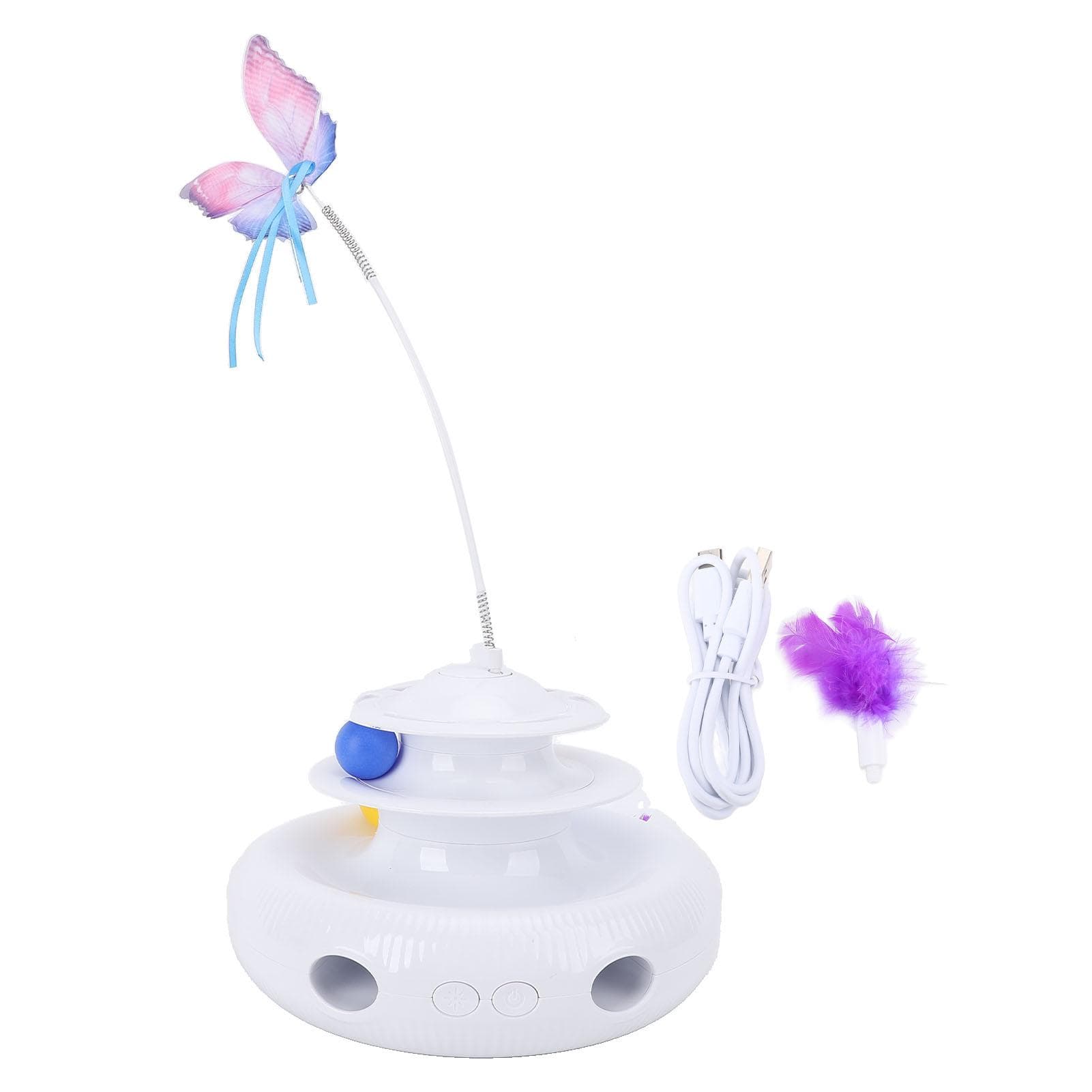Automatic Cat Toy Interactive Exercise Cat Toy Electric Automatic Rotating Toy with Feathers Funny