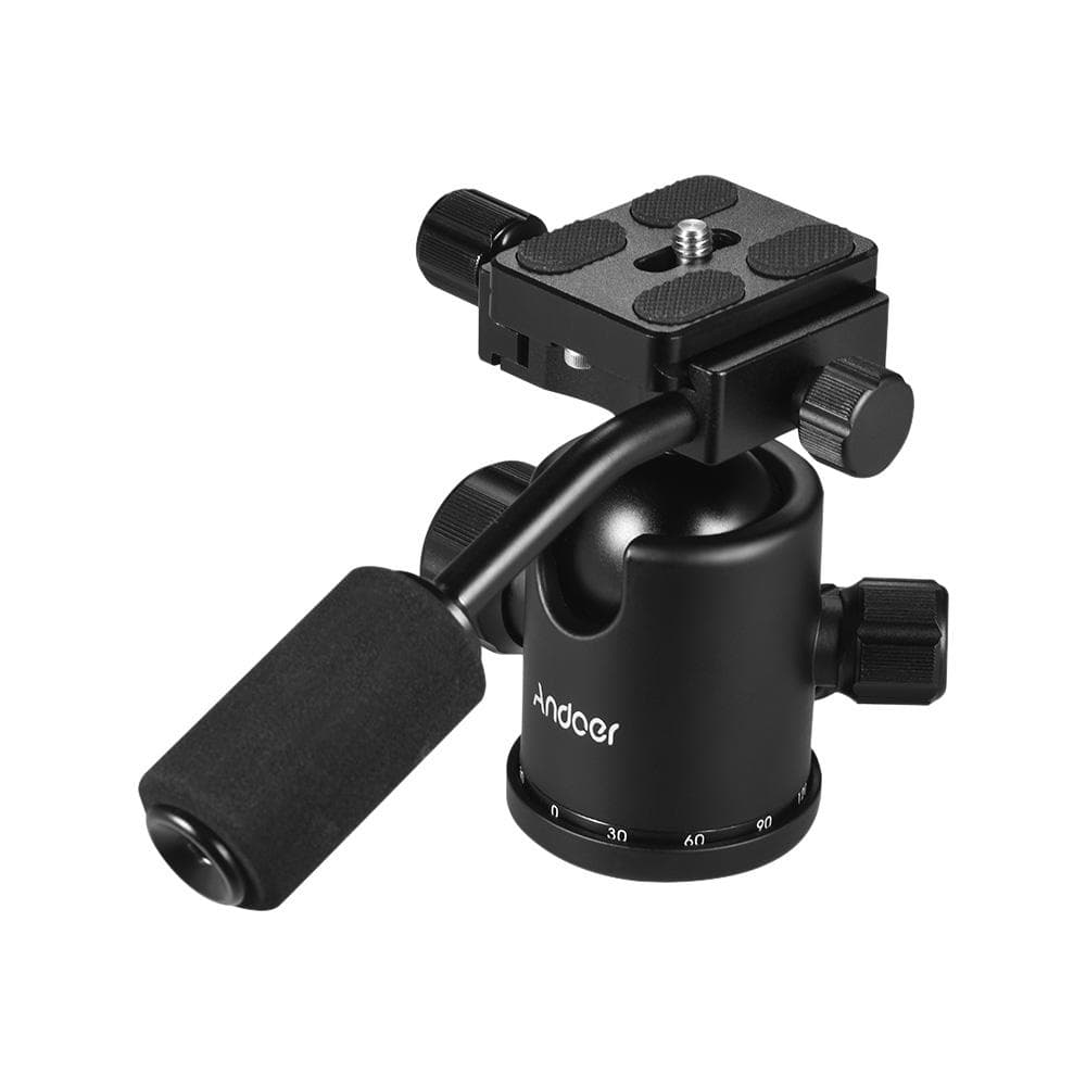Handle Tripod Ball Head 360 Degree Rotating Panoramic Ballhead  with 1/4inch Srew 3/8inch black