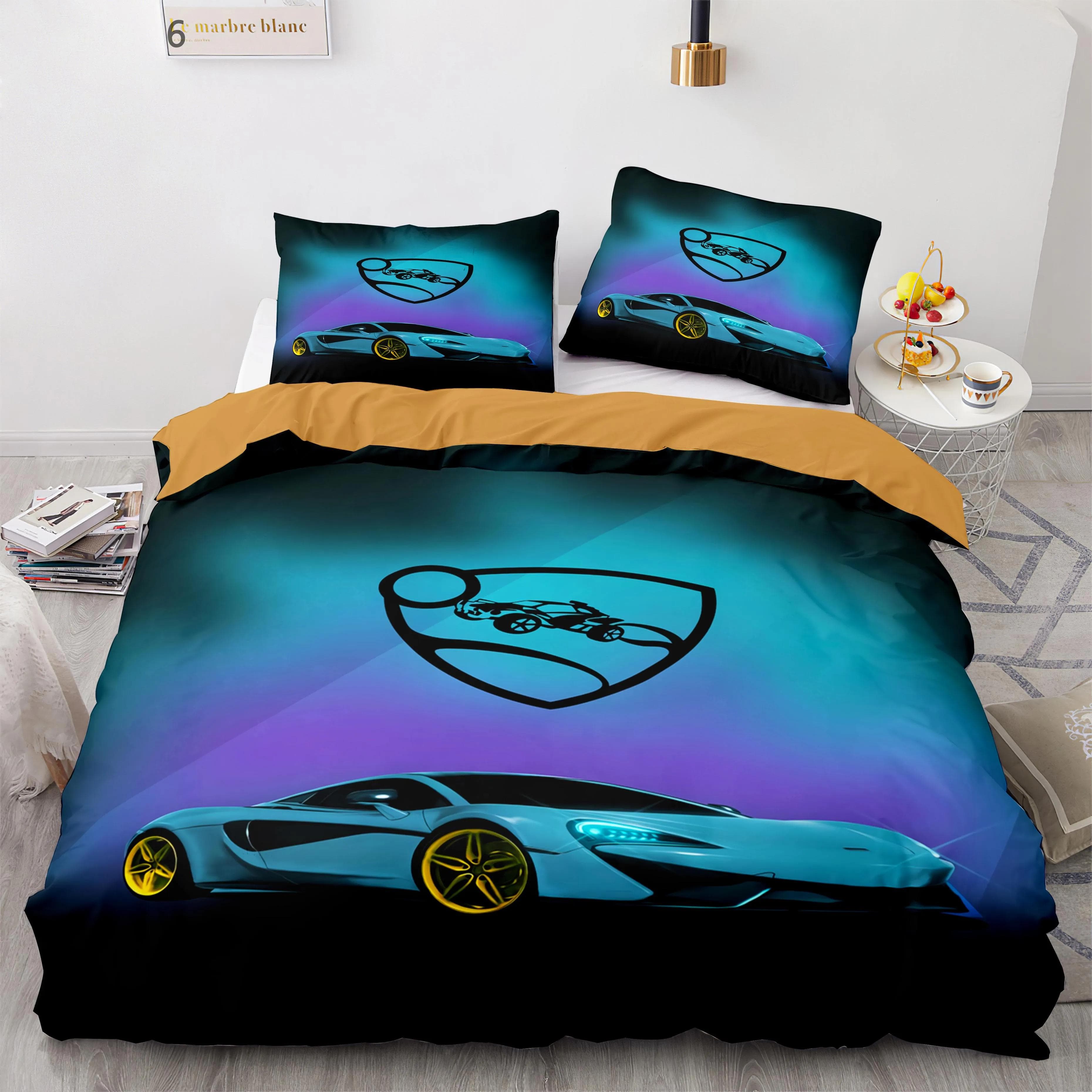 Rocket League Bedding Set Bedspread Single Twin Full Queen King Size Car Rocket League Bed Set Children's Bedroom Duvetcover 229x229cm 90x90in