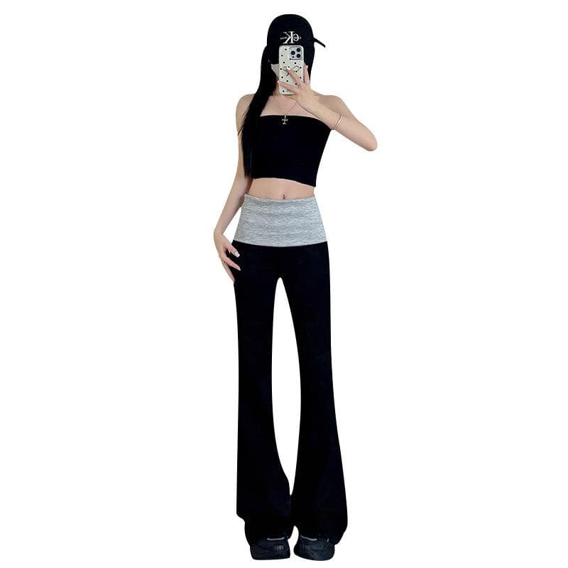 Women's Spring and Autumn New Style Slim High Waist Flared Sweatpants Casual Yoga Pants L