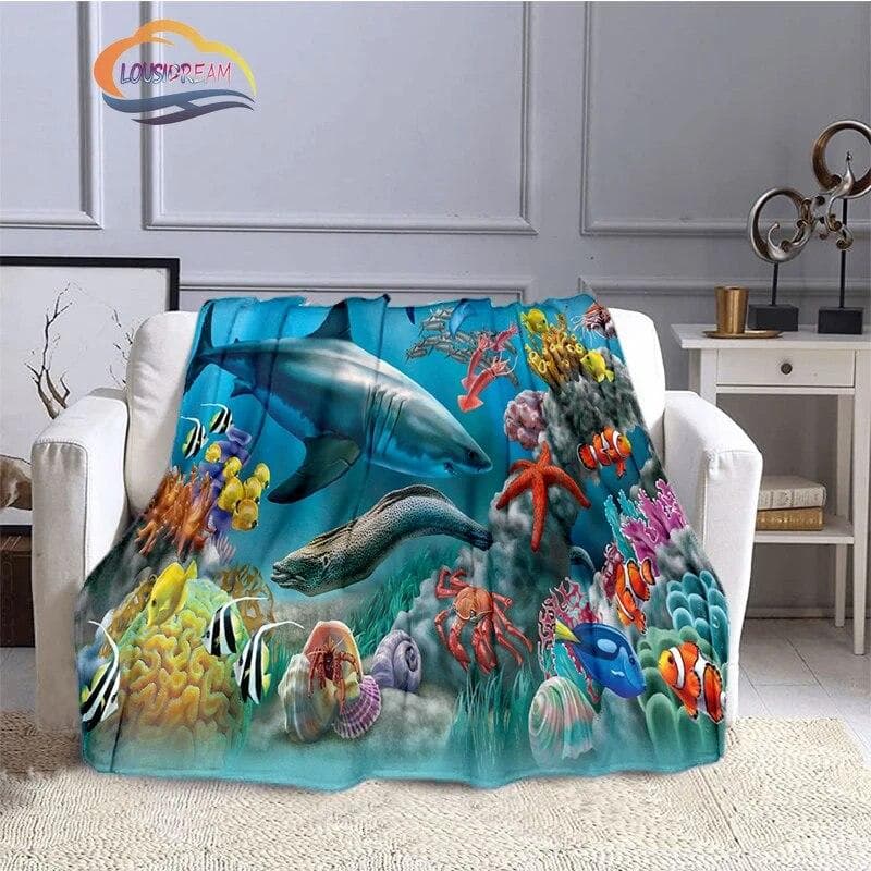 Marine Life Blanket Fashion marine organism Oceanic dolphins  Flannel  Quilt Cover Travel Bedding Throw  Bedspread 75x90cm