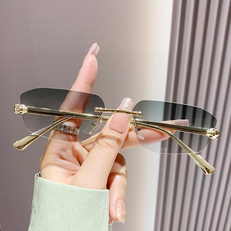 Rimless Square Sunglasses Women Vintage Luxury Black Shades Fashion Rectangle Design Brand New Other