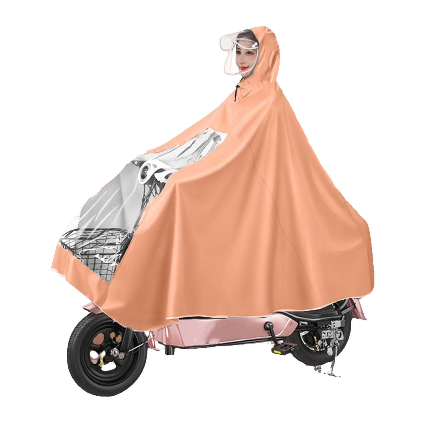 Electric Motorcycle Rain Cape Extended Full Body with Helmet Rainstorm Proof for Mobility Scooter XXXL orange
